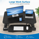 Mount-It! 35.5" Standing Desk Converter with Keyboard Tray – Adjustable Sit Stand Desk Riser for Dual Monitors