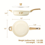 SENSARTE Ceramic Nonstick Frying Pan Skillet with Lid, 12 Inch Large Deep Frying Pan, 5 Qt Saute Pan, Induction Pan, Healthy Non Toxic Cooking Pan with Helper Handle, PFOA PFAS PTFE Free