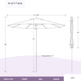 Midtown Umbrellas The Wooden 10 Feet Patio Umbrella With Terylast Navy (Navy Blue) Polyester Fabric - Aluminum Frame Market Umbrella For Backyard, Deck, Garden, Pool - Wooden Pole