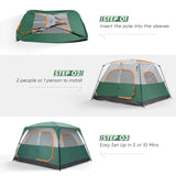 OLIXIS 6 Person Camping Tent, 81in Tall Waterproof Windproof Tent with Double Layer, Large Mesh Windows & Carry Bag, Quick Setup for Family Outdoor, Backpacking, Hiking, Green