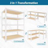 PrimeZone 2 Packs 36" W x 16" D x 72" H Closet Storage Shelves - 5 Tier White Metal Connector Shelving, Adjustable Heavy Duty Garage Shelves, Utility Rack Organizer Shelf for Kitchen Pantry Garage