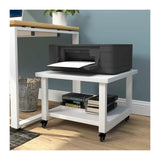 2 Tier White Printer Table with Wheels Wood Office Printer Stand & Cabinet for Home Ideal for Scanners & All in One Printers Space Saving Design