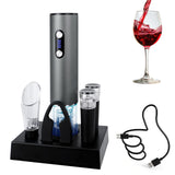 HiPiCok Electric Wine Opener, Automtic Wine Bottle Opener, USB-C Rechargeable Wine Opener Set with Foil Cutter, Wine Aerator Pourer, 2 Vacuum Stoppers and Storage Base