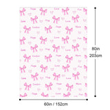 Wajade Pink Bow Glow in The Dark Love Blanket Birthday Gifts for Girls 1 2 3 4 5 6 7 8 9 10 11 12 Kids Blanket with Heart Christmas Girl Gifts Ideas Cute Bedroom Decor 60"×80"