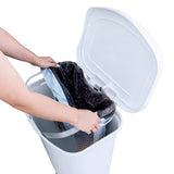 2 Pack | Plastic Kitchen Waste Bin | Hands Free with Step On Foot Pedal and Garbage Bag Rings, White