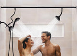 V-Frankness Dual Shower Head for Couples, High Pressure and Adjustable Multimodal Tandem Shower Head System for Two People Rod, Modern Bathroom Upgrade, Birthday Gift for Women and Men (Matte Black)