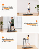 Acezoe 3 in 1 Under Desk Treadmill with Incline, Walking Pad with Removable Desk Workstation, Adjustable Height for Different Need, 300lbs Capacity, Foldable Compact for Home Small Office,Yellow