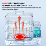 HMWOKPOT 24L Electric Steamer for Cooking, 3 Tier Food Steamer Vegetable Steamer with Baskets, 12H Booking, Independent Water Tank for Vegetables and Seafood