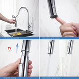 KIBI Circular Kitchen Faucet with Pull Down Sprayer | Single Handle High Arc Solid Brass Spout | Easy-to-Use Kitchen Sink Faucet with Dual Function | Chrome Finish, KKF2013