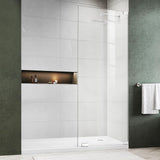Shower Glass Door Panel, 30" W x 78" H Framless Bathroom Fixed Glass Shower Door Panel Durable 5/16"(8mm) Clear Tempered Door with Fixed Clamps Bathroom Shower Screen (Polished Chrome Finish)