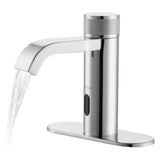CDLODIN Automatic Sensor Touchless Bathroom Faucet, Manual Waterfall Faucets with Temperature Control Knob, Modern Chrome Sink Faucet Stainless Steel, Hands Free Lavatory Faucets for Single Hole