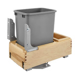 Rev-A-Shelf 35 Qt Bottom Mount Single Pullout Under Cabinet Kitchen Trash Cans for Base Cabinets, 150 Pound Rated Full-Extension Slides, Min Opening Width of 11.5", Silver, 4WCBM-15DM-1