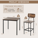 Giantex 5-Piece Dining Table Set W/Counter Height Table & 4 Bar Stools, Industrial Kitchen Dining Set W/Footrest & Backrest