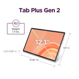 Lenovo Tab Plus Gen 2 - Entertainment Tablet and Clear Case - 12.1″ 2.5K IPS Touch Display - 120Hz - MediaTek Dimensity 7400 CPU - 8GB Memory - 256GB UFS Storage - Integrated Arm Mali-G615 MC2 GPU