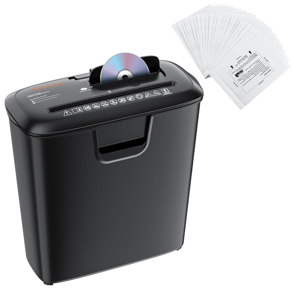 8 Sheet Strip Cut S120-C Paper Shredder for Home Office Use & 24 Pack Lubricant Sheets bonsaii