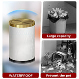 LEASYLIFE 9L/2.3GALModern White Trash Can with Flip Lid,Fancy Gold Waste Paper Baskets for Bathrooms,Gold Trash Can for Bathroom,Bedroom, Powder Room,Office,Laundry Room (9L-White)