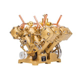 MechPuConToy Engine Model Kit That Works, RW-V4 Mini V-Shape 4-Cylinder Reciprocating Steam Engine Model for 90-150cm Steamships (Boiler Not Included)