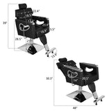 Winado Heavy Duty Reclining Barber Chair, Styling Salon Chair with Headrest and Footrest, 360° Swivel, Height Adjustable, Fit Hair Stylist Women Men, Black