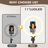 LULED 11" Desk Ring Light, Ring Light with Tripod Stand, Overhead Phone Mount for Video Recording & Tripod for Cooking, Live Streaming TikTok & YouTube, with Bluetooth Remote Compatible with iPhone