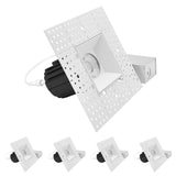 LUXRITE 3 Inch LED Recessed Trimless Spotlight with JBox, Twist N' Lock & Interlocking Trim, 5CCT 2700K-5000K, 15W, 1000LM, CRI90, 38° Beam Angle, Dimmable, IC Rated, Wet Rated, ETL, White (4 Pack)
