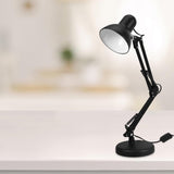 Black Metal Folding Desk Lamp, Adjustable Arm Task Light for Students