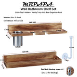 MRPAPA Hair Tool Organizer Wall Mount,2 Layer Rustic Blow Dryer Holder, Wooden Bathroom Organizer Storage Shelf for Hair Tools, Curling Iron, Hot Tools