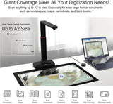 Portable Document Scanner with OCR, 23MP HD Camera, A2 Max Capture Size, Video Display Stand, Foldable Design for Windows & Mac Users, Easy Storage