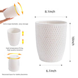 White Ceramic Trash Can - Small Trash Can Wastebasket for Bathroom, Kitchen, Office & Home Decor - Ceramic Round Garbage Container Basket Bin (2.5 Gallon)