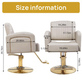 walnest Beige Salon Barber Chair for Hair Stylist Professional Styling Chair with Hydraulic Pump Swivel Adjustable All Purpose for Home Barbershop Beauty