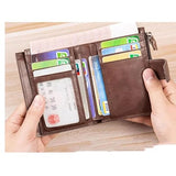HBJWOV Men Genuine Leather Wallet Blocking Credit Card Holder
