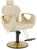 LOUVIXA Barber Chair, Salon Chair for Hair Stylist, Height Adjustable Hydraulic Hair Reclining Salon Chairs, 360 Degrees Rotation, Multi-Function Shampoo Chair for Barbershop (Beige)