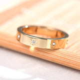 JINEAR 4mm North Star Gold Wedding Bands for Women and Men, 14K Gold Plated Cute Stackable Rings Cubic Zirconia Statement Plain Flat Finger Ring Thumb Pinky Ring High Polish Non Tarnish Comfort Fit