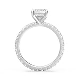 MSBLUE® Size 5.5 2ct Emerald Cut Moissanite Engagement Ring