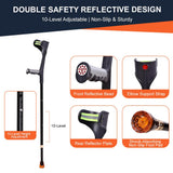 EldHilfe Folding Forearm Crutche for Adults - 10-Level Adjustable Telescopic, Lightweight Aluminum and TPR, Fits 55.1-74.8in Height, 0.97lbs Mobility Aid (Black)-1PC