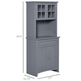 HOMCOM Elegant Buffet with Hutch, Kitchen Pantry Storage Cabinet with Framed Glass Door Drawer and Microwave Space for Dining Room, Living Room, Gray