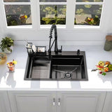 Gunmetal Black Kitchen Sink 30 Inch Modern Stainless Steel Drop in kitchen Sink Workstation Scratch Resistant Single Bowl Kitchen Sinks Farmhouse Deep with Faucet Combo
