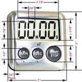 Elegant Digital Kitchen Timer Stainless Steel - Strong Magnetic Back - Kickstand - Loud Alarm - Large Display - Auto Memory - Auto Shut-Off (Charcoal 6-Pack)
