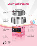 VEVOR Electric Cotton Candy Machine, 1000W Commercial Floss Maker w/Stainless Steel Bowl, Sugar Scoop and Drawer, Perfect for Home, Carnival, Kids Birthday, Family Party, Pink