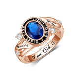 Oseew 2027 Engravable Class Graduation Ring for Women 10k (Rose Gold)