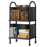 Rolling Library Book Cart – Moveable Book Organization Solution with Lockable Wheels, 34" Tall and Double-Sided OFFICEROO