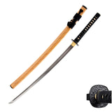 Hand Forged 1095 Yellow Bamboo Warrior Katana, Visible Hamon Full Tang