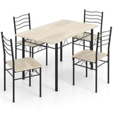 Casart 5 PCS Dining Table Set Counter Height Table and Chairs Set W/Steel Structure Dining Desk, 4 High Backrest Chairs & Anti-Slip Pads Dining Furniture Set for Kitchen and Restaurant(Beech Wood) Casart