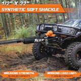Aomifunny Synthetic Soft Shackle Rope, 2-Pack 1/2in x 22in, 56000 Lbs Breaking Strength, Synthetic Road Recovery Rope for Sailing SUV ATV 4X4 Truck Jeep Safer Than Metal Shackle (Orange)