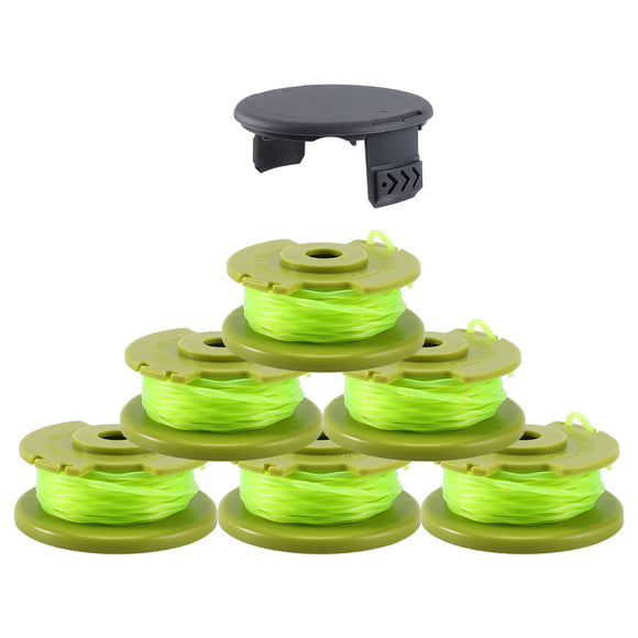 A ANLEOLIFE .080 in Twisted Line Spool #AC80RL3 for RYOBI Cordless Auto-Feed String Trimmers 18v 24v and 40v, Replacement Model,11ft-Long (6 Spools & 1 Cap)