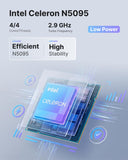 KAMRUI AK1PLUS Mini PC Computer, Intel Celeron N5095 (Up to 2.9GHz), 16GB RAM 256GB SSD, Dual 4K Mini Desktop Computer, Support 2.5'' SSD Expansion, WiFi, Bluetooth, Ethernet, Business Home Office PC