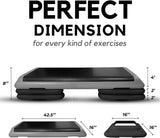 Yes4All Adjustable Workout Aerobic Exercise Step Platform Health Club Size with 4 Adjustable Risers Included and Greater Risers Options - Gray Black