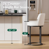 Ollega 26" White Counter Height Bar Stools Set of 4, Anti-Pinch Swivel