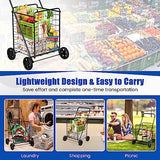 Grocery Shopping Cart, Foldable Heavy Duty Utility Cart w/Large Wheels for Easy Installation and Removal