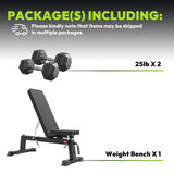 HANDBODE Adjustable Weight Bench for Full Body Workout, 1300 lb Weight Capacity Bench Press Bench of Home Gym Strength Training, Incline Upright Flat Utility Workout Bench with 25 lb Dumbbells