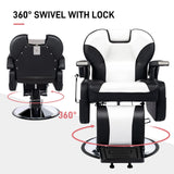 OmySalon Classic Barber Chair Reclining Hair Salon Stylist Chair All Purpose, Heavy Duty Hydraulic Pump, Adjustable Headrest, Tattoo Barbershop Beauty Spa Equipment